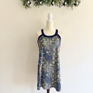 Prana Women’s Cantine Dress Floral Paisley Print Navy Blue Size L N266 Shelf Bra